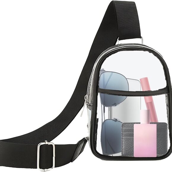 Handbags - Fashionable Clear Stadium Bag - Versatile Crossbody, Adjustable Strap, Compliant